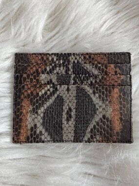 NWOT Genuine Snakeskin Leather Card Holder Slim Wallet Black Brown Red
